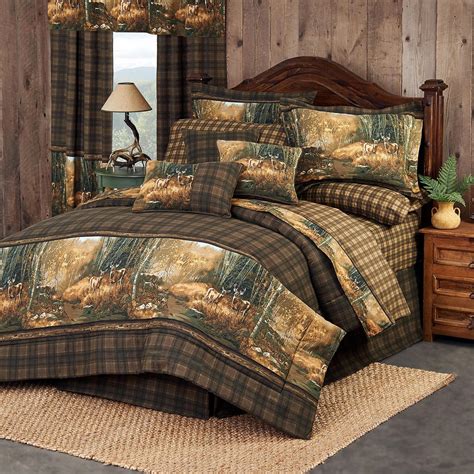 Kids Rustic Patchwork Duvet Cover, Lodge Woodland Wildlife Comforter Cover Twin Size, Bear Moose Elk Pine Trees Bedding Sets For Teens Adult Women, Country Buffalo Plaid Checkered Bedspread Cover. . Wildlife comforter sets